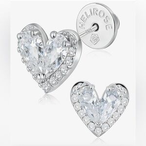 Heart Stud Earrings, S925 Sterling Silver Posts 14K Gold Plated, Hypoallergenic